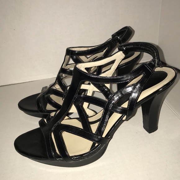 Naturalizer Shoes - Naturalizer Danya Black Leather Strappy Sandals 10
